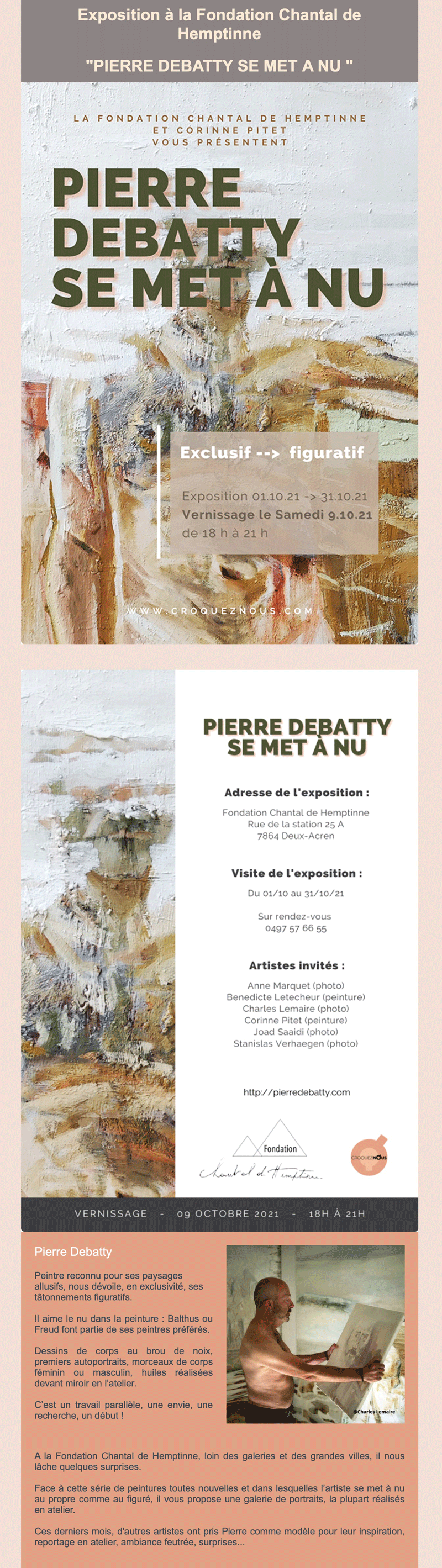 Vernissage Pierre Debatty se met à nu